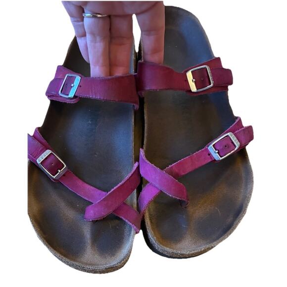 Birkenstock Purple Suede Mayari Oiled Leather Sandals Womens 9-9.5 Fuchsia Boho - Picture 2 of 12